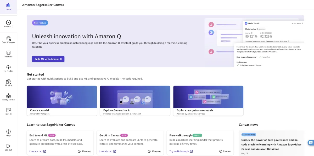 AWS integra SageMaker Canvas con Snowflake para flujos ML sin código
