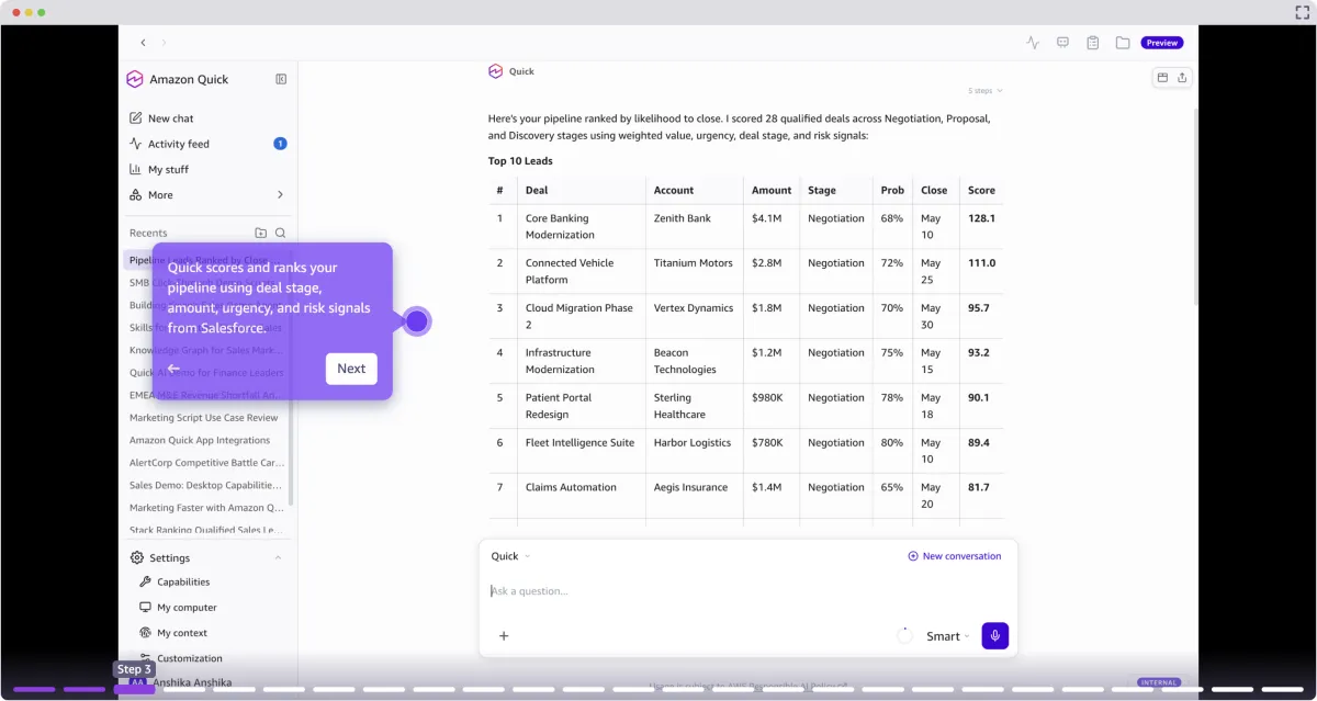 AWS lanza Amazon Quick para automatizar tareas administrativas de ventas con agentes IA