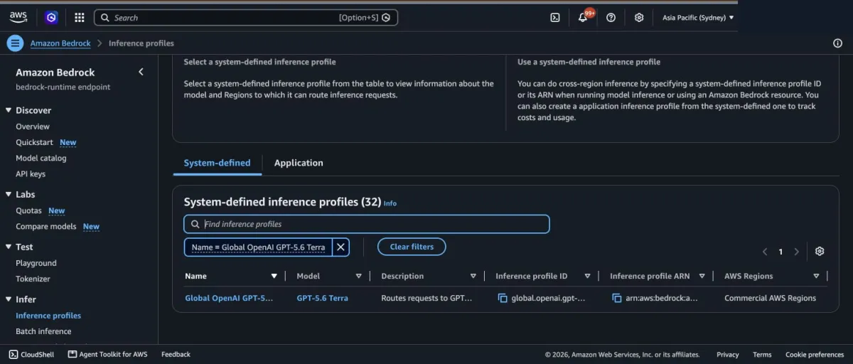 OpenAI GPT-5.6 disponible en Amazon Bedrock desde Australia con enrutamiento global