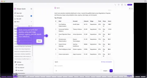 AWS lanza Amazon Quick para automatizar tareas administrativas de ventas con agentes IA