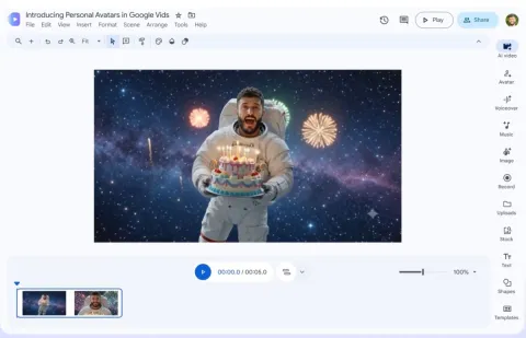 Google añade avatares personalizados de IA a Vids para crear videos con tu apariencia