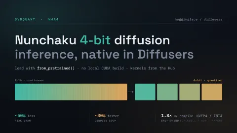 Hugging Face integra cuantización Nunchaku 4-bit en Diffusers para inferencia de imagen más rápida