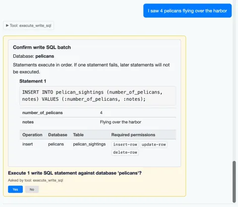 Datasette-agent 0.3a0: herramienta de escritura SQL con aprobación de usuario