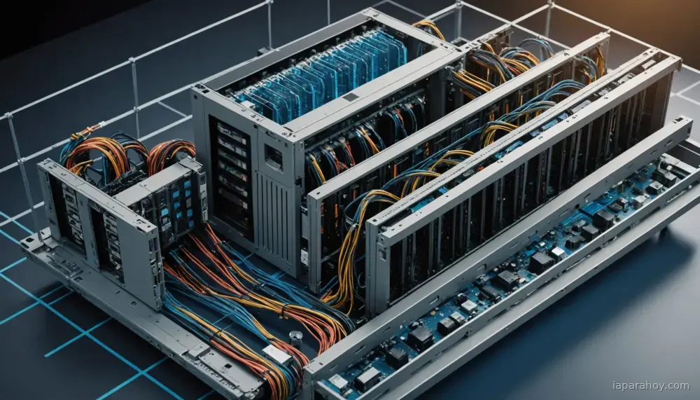 Ilustración generada con IA sobre: NVIDIA presenta NVLink Fusion para integrar chips personalizados de terceros en data centers