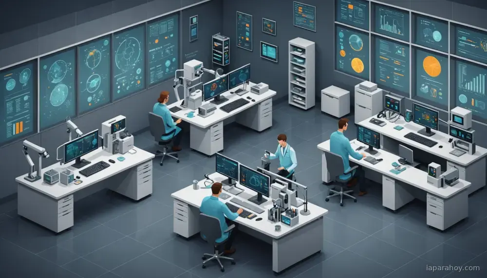 Ilustración generada con IA sobre: Los agentes de IA, no solo datos, son la clave para acelerar la investigación científica