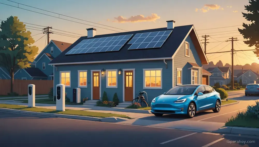 Ilustración generada con IA sobre: General Motors activa tecnología vehicle-to-grid para mitigar demanda energética de centros IA