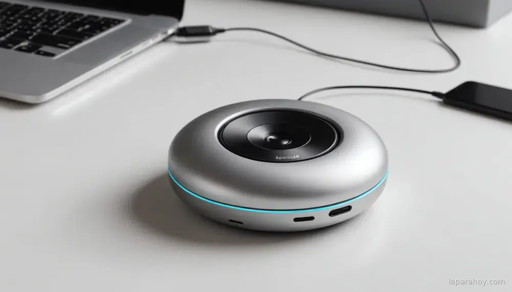 Ilustración generada con IA sobre: OpenAI desarrolla altavoz inteligente sin pantalla con Jony Ive para 2027