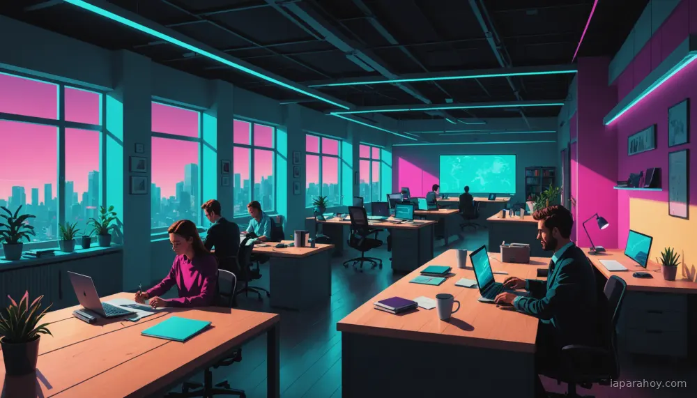 Ilustración generada con IA sobre: Un estudio de Wellhub vincula el mayor dominio de la IA con más burnout, carga de trabajo y aislamiento