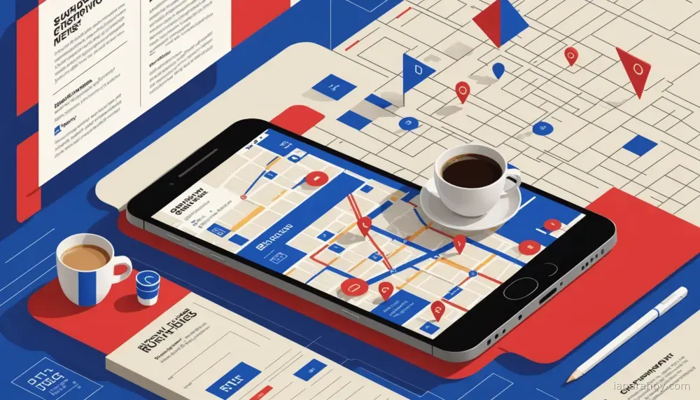 Ilustración generada con IA sobre: Google Maps añade capacidades de agentes IA para pedidos de comida y reservas de hotel