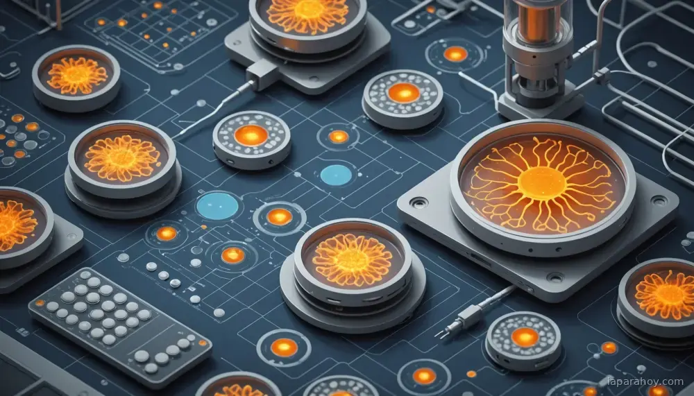 Ilustración generada con IA sobre: Organoides cerebrales cultivados en laboratorio podrían reemplazar redes neuronales artificiales