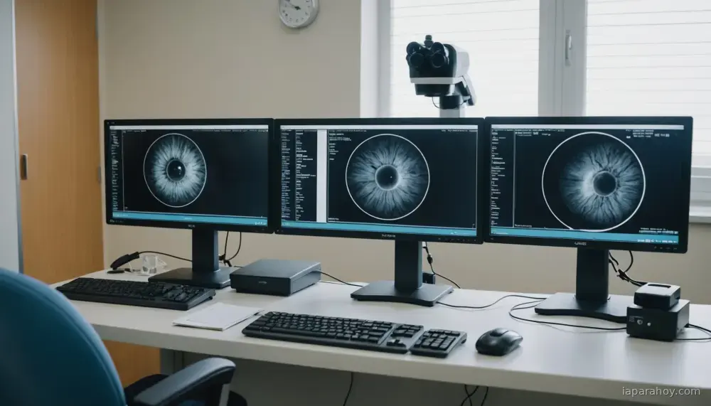 Ilustración generada con IA sobre: IA argentina del CONICET detecta retinopatía diabética en hospitales bonaerenses