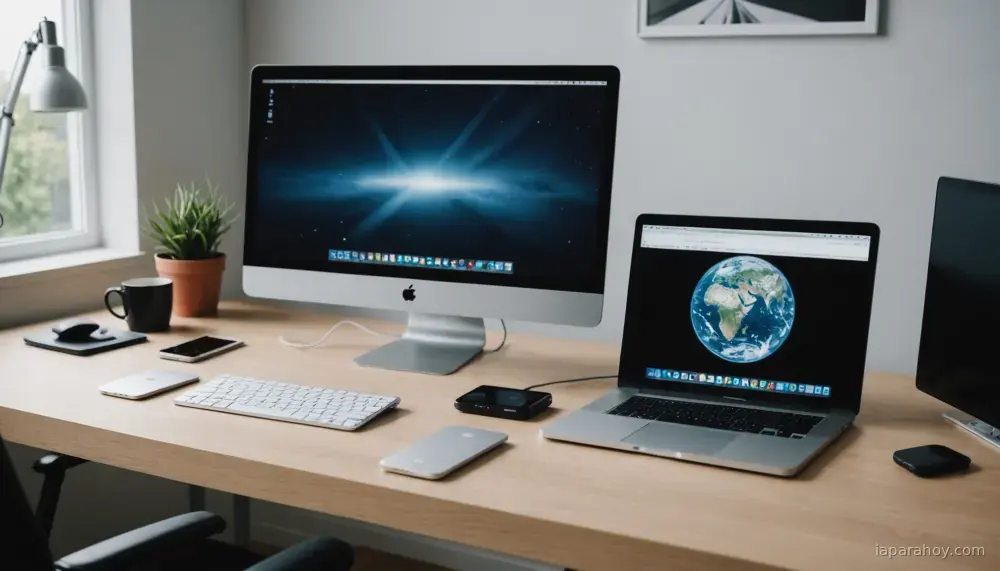 Ilustración generada con IA sobre: Apple Intelligence llega con iOS 26: edición de fotos, traducción en tiempo real y Atajos con IA
