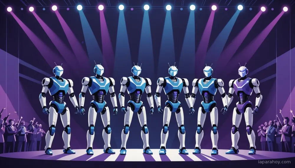 Ilustración generada con IA sobre: Unitree demuestra robots humanoides en conciertos: China apuesta por viralización sobre aplicaciones reales