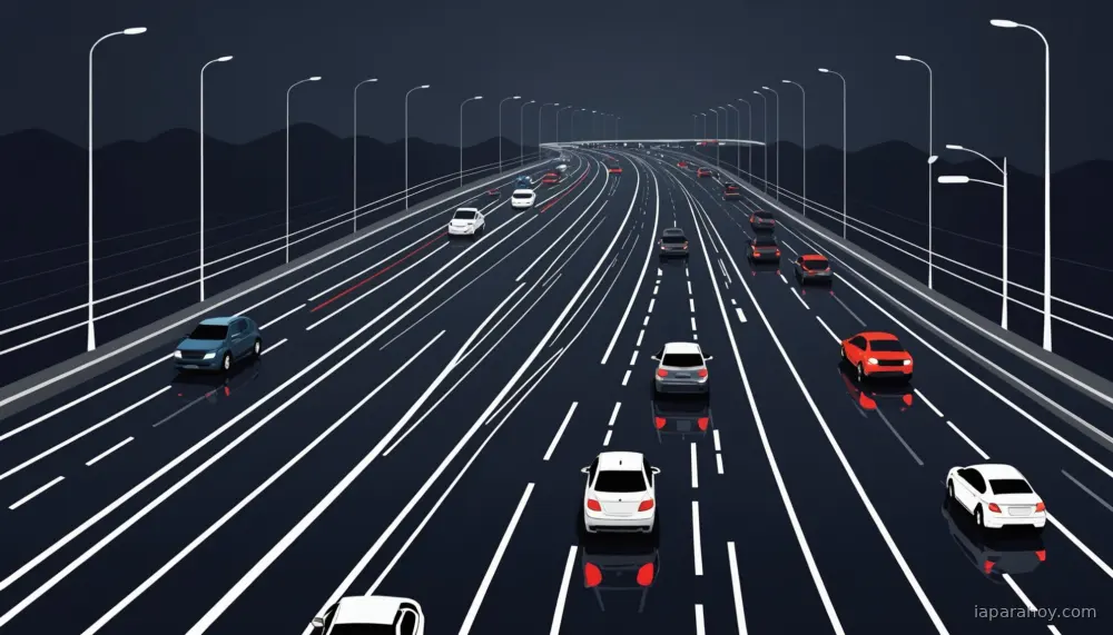 Ilustración generada con IA sobre: DGT implementa límites de velocidad dinámicos con inteligencia artificial en autopistas