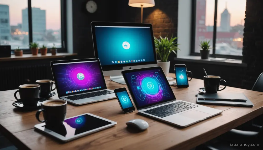 Ilustración generada con IA sobre: Los ecosistemas de Apple, Microsoft y Google se refuerzan con IA como nuevo argumento competitivo