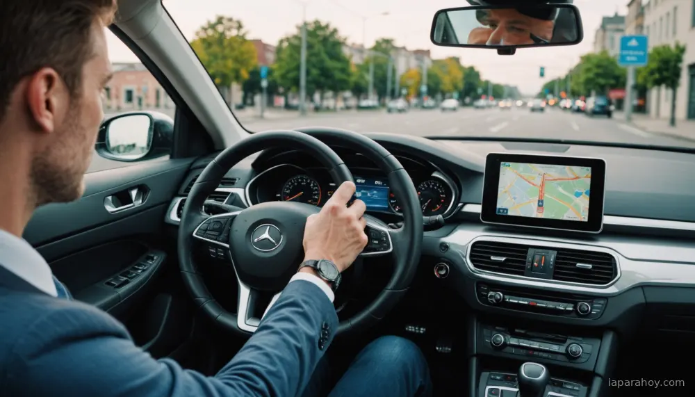 Ilustración generada con IA sobre: Google actualiza Android Auto con Gemini, diseño adaptable y navegación 3D
