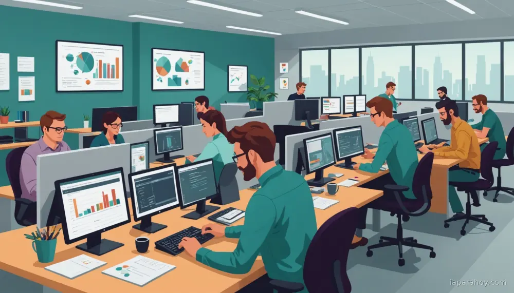 Ilustración generada con IA sobre: Endava rediseña su entrega de software con agentes de IA y ChatGPT Enterprise