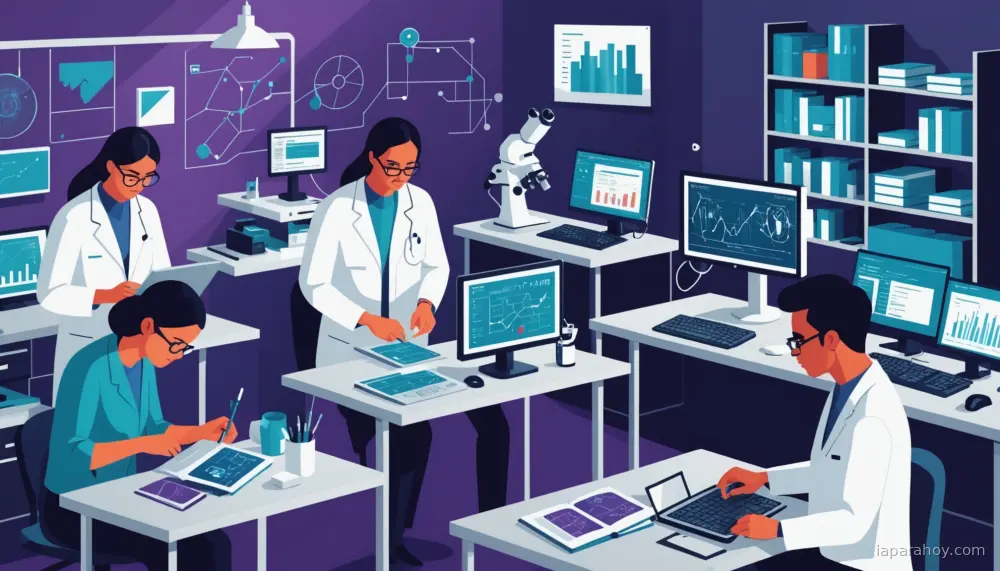 Ilustración generada con IA sobre: Co-Scientist de Google DeepMind conecta laboratorios de MIT y Boston Children's Hospital en investigación de…
