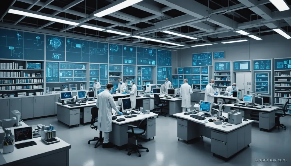 Ilustración generada con IA sobre: Roche despliega 3.500 GPUs NVIDIA Blackwell para acelerar descubrimiento farmacéutico