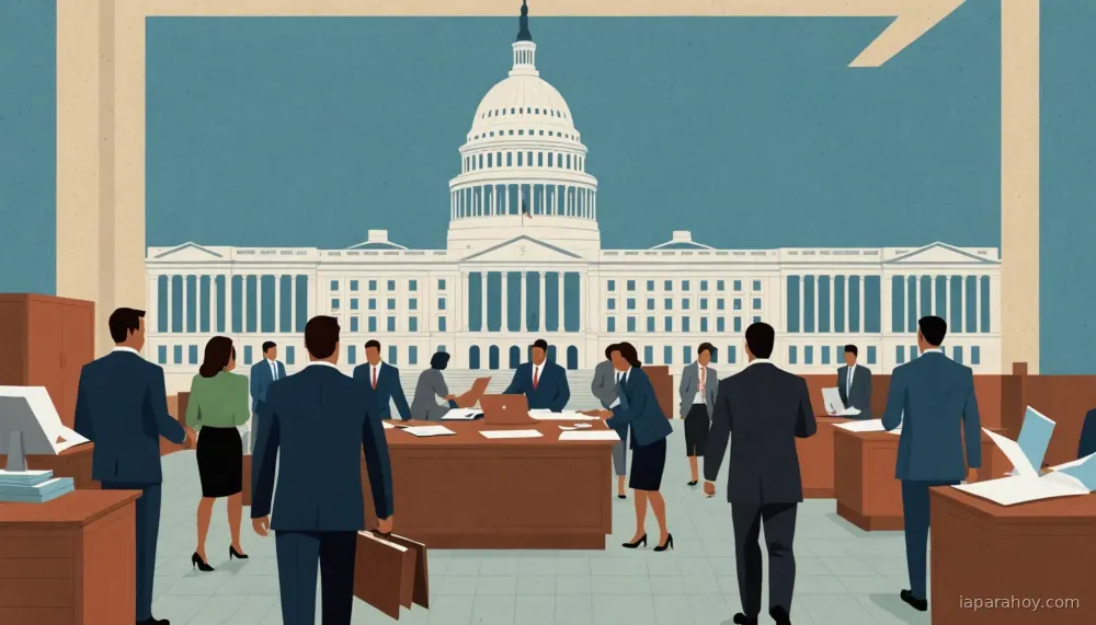 Ilustración generada con IA sobre: Trump ordena limitar regulaciones estatales de IA mientras estados avanzan con leyes de seguridad