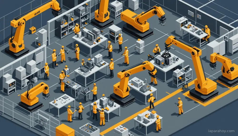 Ilustración generada con IA sobre: Microsoft y NVIDIA colaboran para desplegar IA física en manufactura a escala industrial