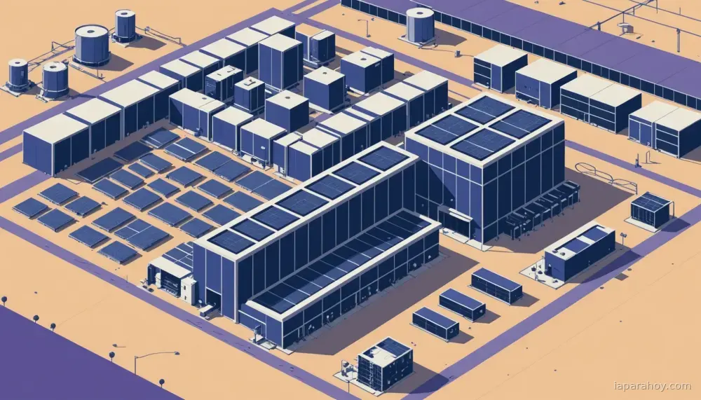 Ilustración generada con IA sobre: China inaugura el mayor edificio del mundo para centros de datos de IA con capacidad para un millón de…