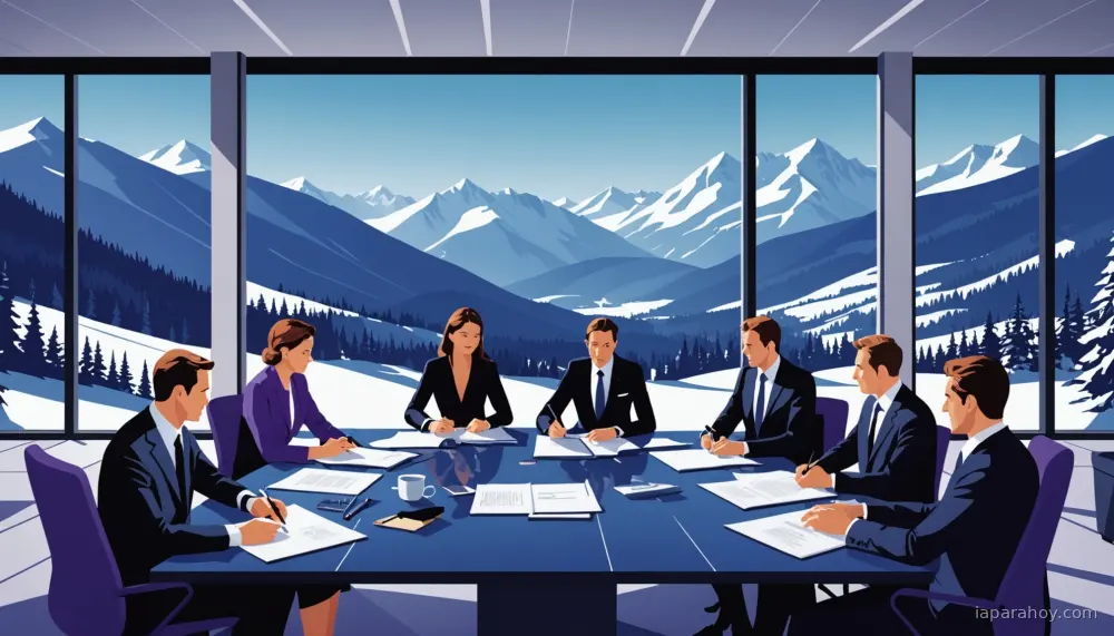 Ilustración generada con IA sobre: IA domina la agenda de Davos 2026, desplazando temas tradicionales