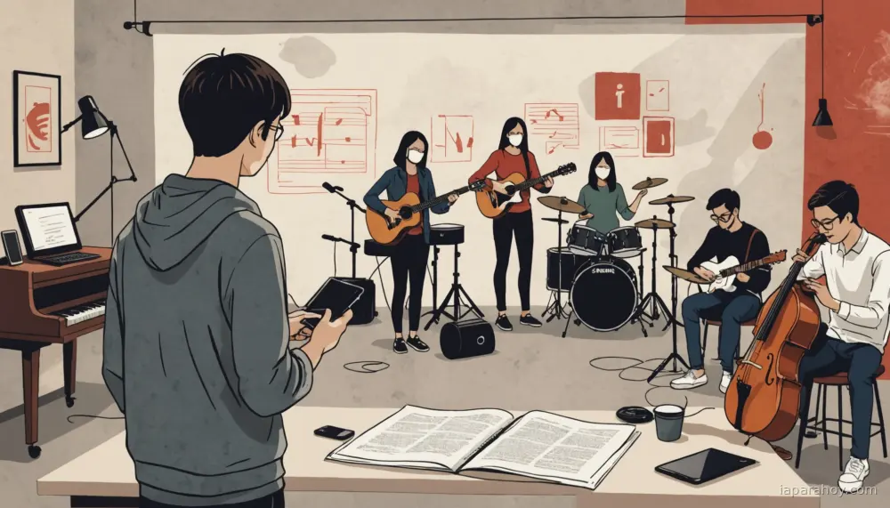 Ilustración generada con IA sobre: Universal Music Group y TikTok renuevan acuerdo para eliminar música generada sin autorización