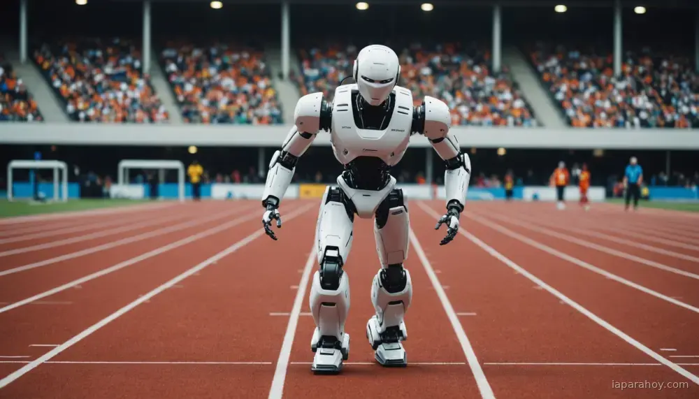 Ilustración generada con IA sobre: Los robots humanoides en los Juegos de Pekín muestran avances y limitaciones en autonomía
