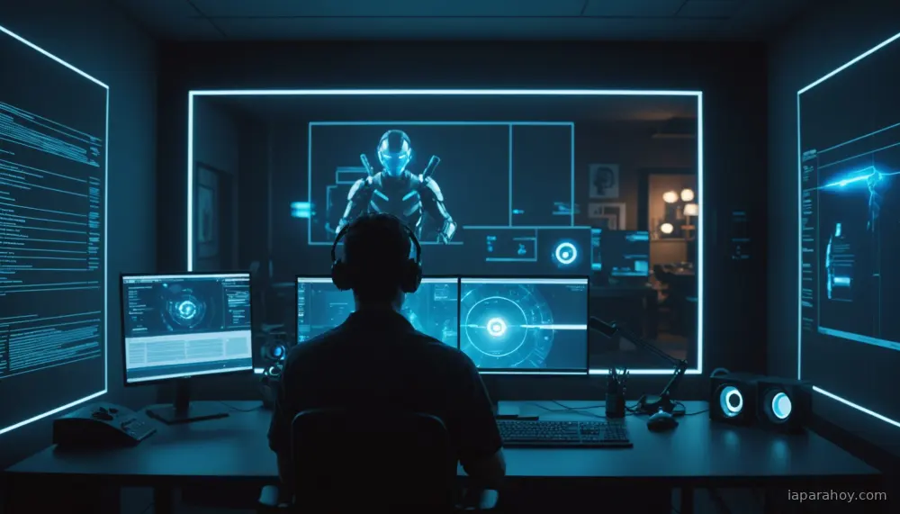 Ilustración generada con IA sobre: Razer presenta Proyecto AVA, asistente holográfico de IA para jugadores