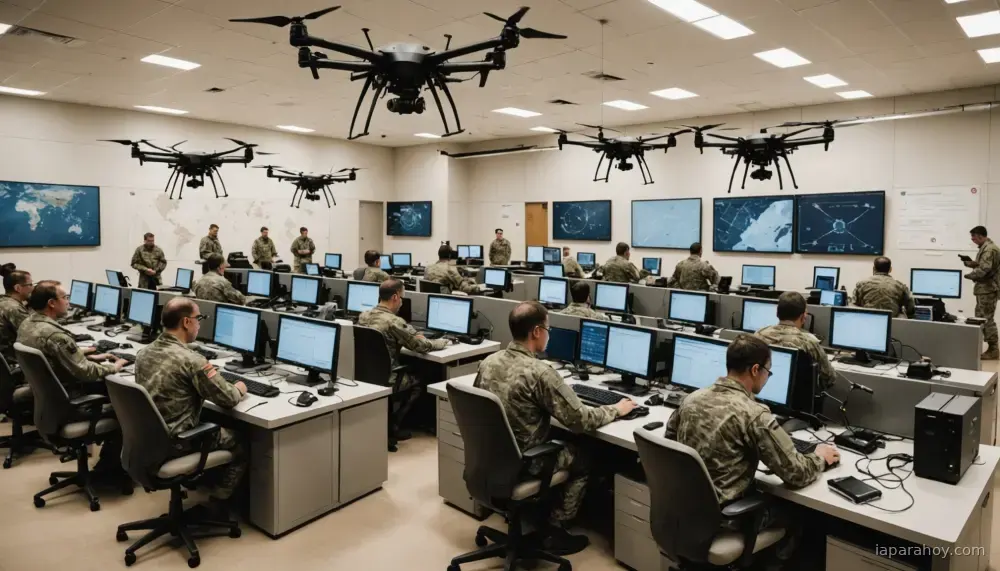 Ilustración generada con IA sobre: DARPA lanza programa para coordinar 100.000 agentes de IA autónomos en operaciones militares