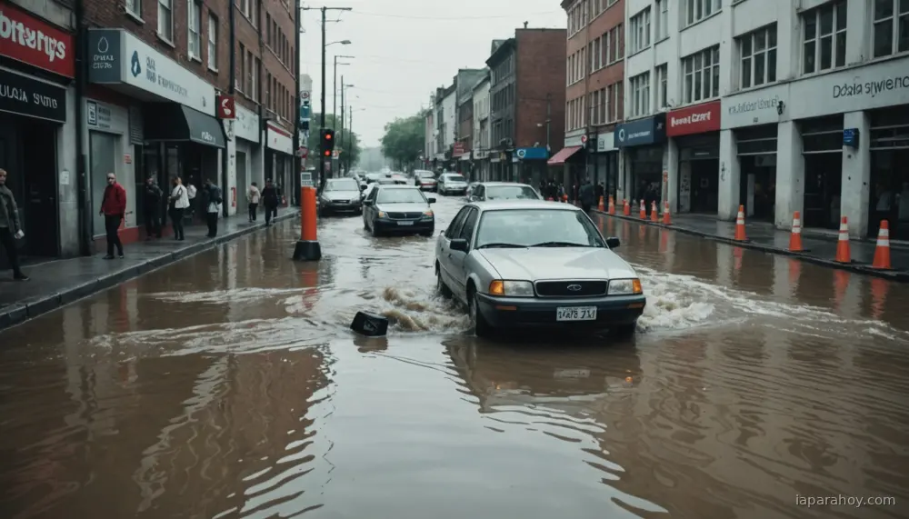 Ilustración generada con IA sobre: Google expande predicción de inundaciones repentinas en ciudades con IA entrenada en noticias