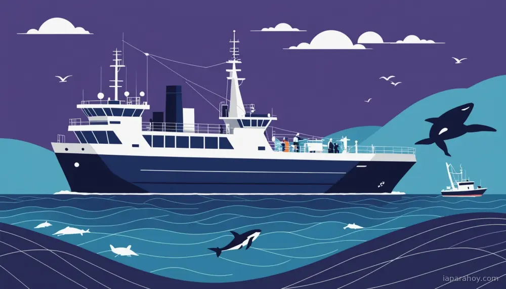 Ilustración generada con IA sobre: Google DeepMind: Perch 2.0 extiende IA acústica de aves a clasificación de ballenas