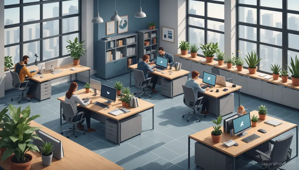 Ilustración generada con IA sobre: Microsoft publica informe 2025 sobre el futuro del trabajo con IA