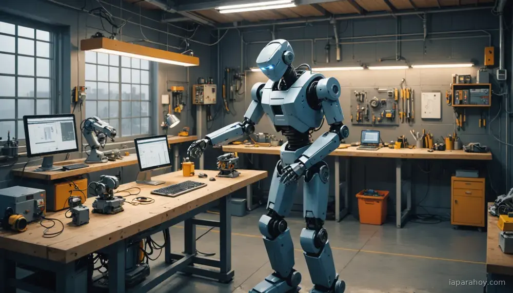 Ilustración generada con IA sobre: AWS y NVIDIA permiten entrenar robots humanoides a escala con simulación GPU