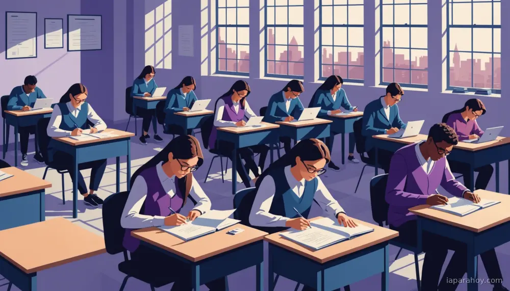 Ilustración generada con IA sobre: Examen abierto a chatbots en universidad francesa: solo 3 de 60 alumnos los usaron