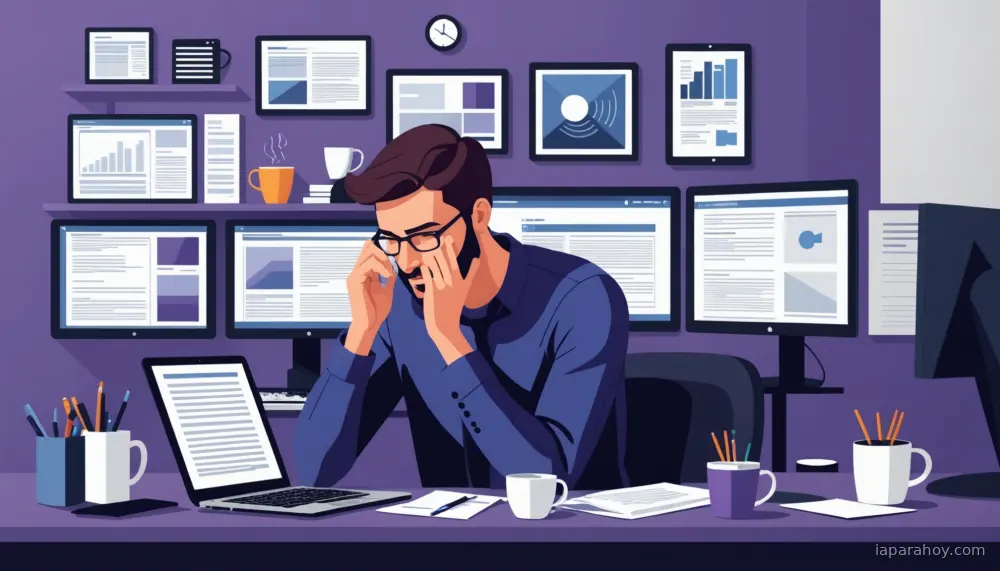 Ilustración generada con IA sobre: Ingenieros de software reportan crisis de salud mental ante la aceleración de IA