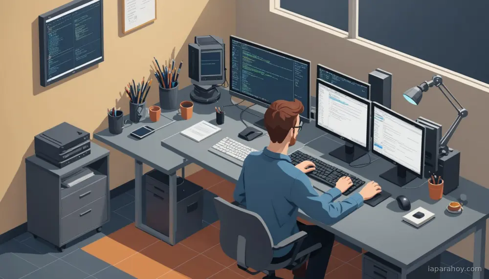 Ilustración generada con IA sobre: Ingeniería ágil: guía sobre desarrollo de software con agentes de codificación