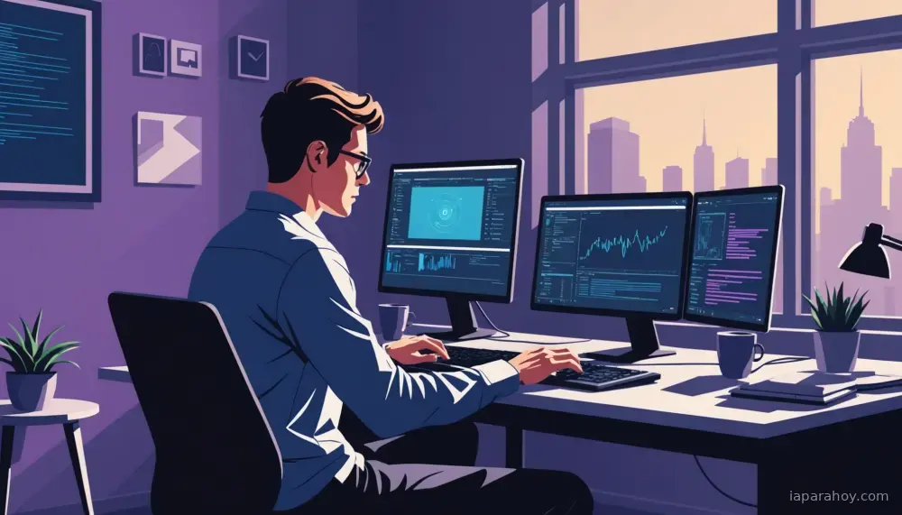 Ilustración generada con IA sobre: Agentes de IA aceleran el desarrollo de código en proyectos de software