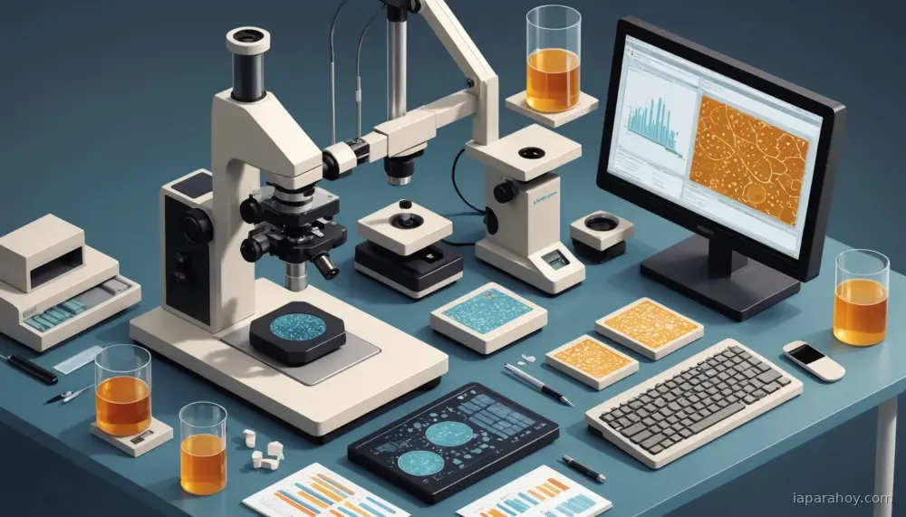 Ilustración generada con IA sobre: Microscopio de bajo coste con IA detecta leucemia sin escáner de portaobjetos completo