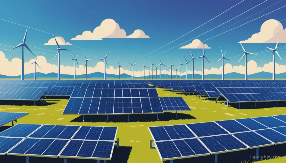 Ilustración generada con IA sobre: Energías renovables seguirán siendo clave para datacenters de IA pese a recortes regulatorios