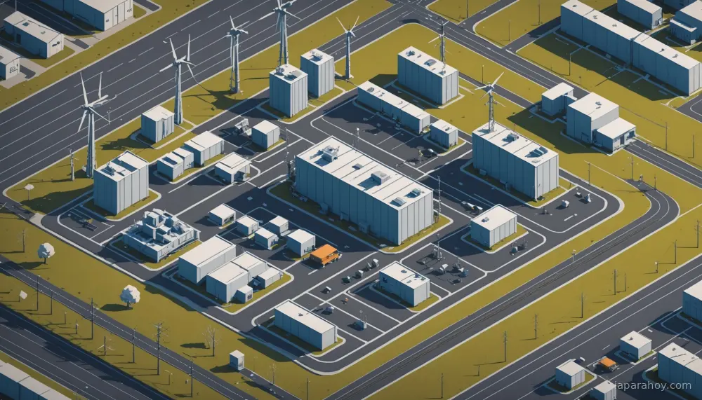 Ilustración generada con IA sobre: Hiperscalers construyen centros de datos en zonas rurales mientras que proveedores de colocation permanecen…