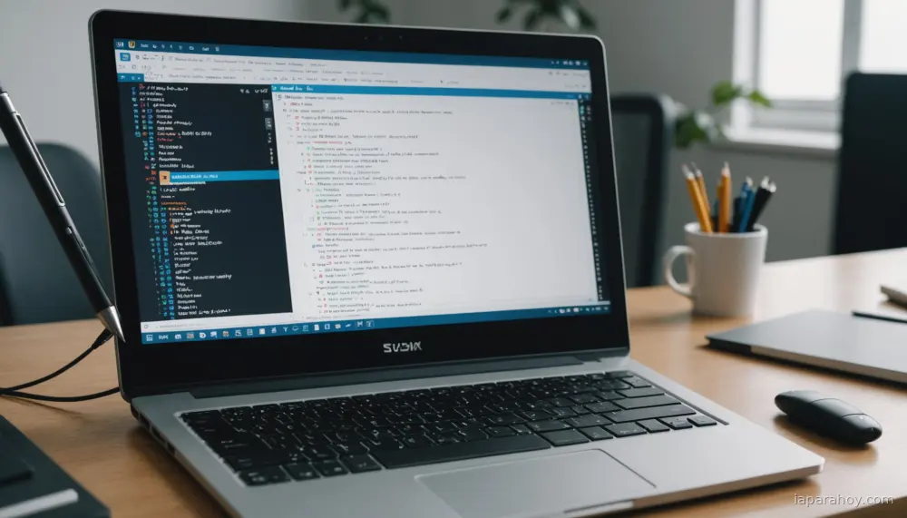 Ilustración generada con IA sobre: Asistentes de IA transforman la programación: del 30% del código en Microsoft al riesgo de alucinaciones