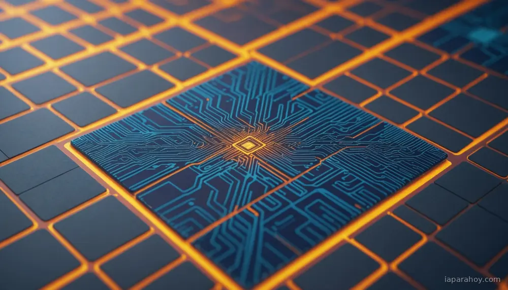 Ilustración generada con IA sobre: ASML logra grabar transistores de 8 nanómetros: hito en litografía para chips de IA