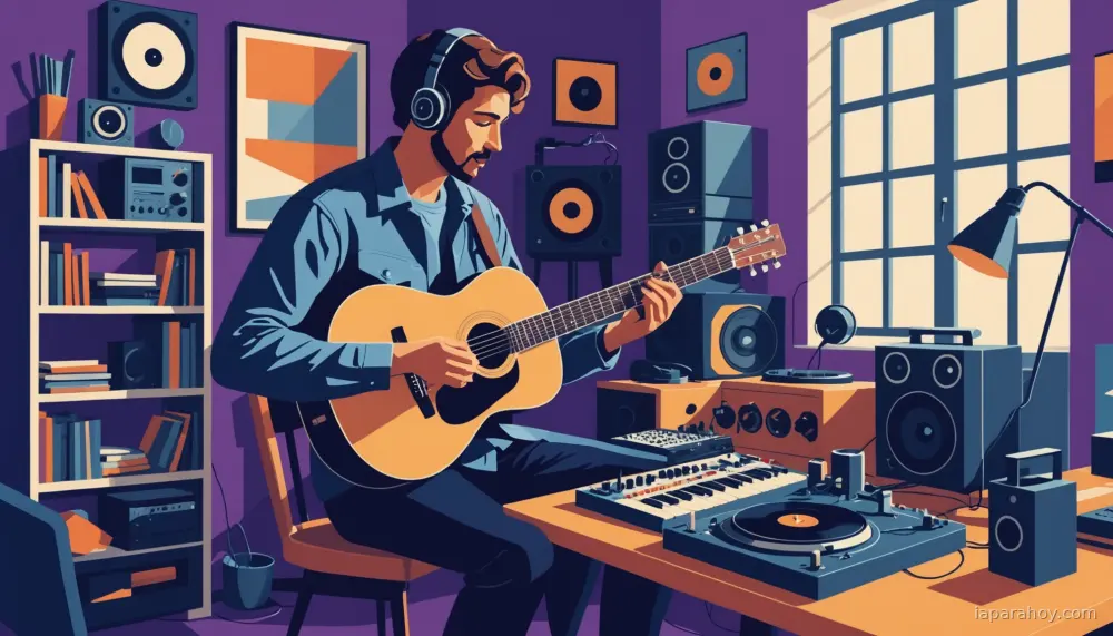 Ilustración generada con IA sobre: Bandcamp prohíbe música generada íntegramente por IA en su plataforma