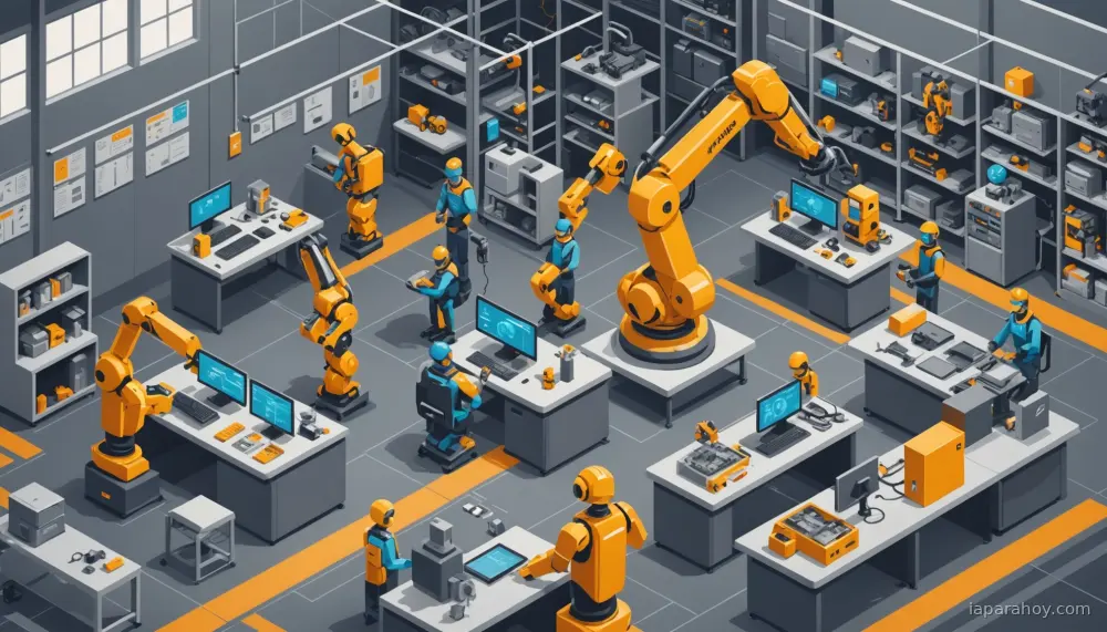 Ilustración generada con IA sobre: China domina la carrera de robots humanoides con costos un 90% menores que Occidente