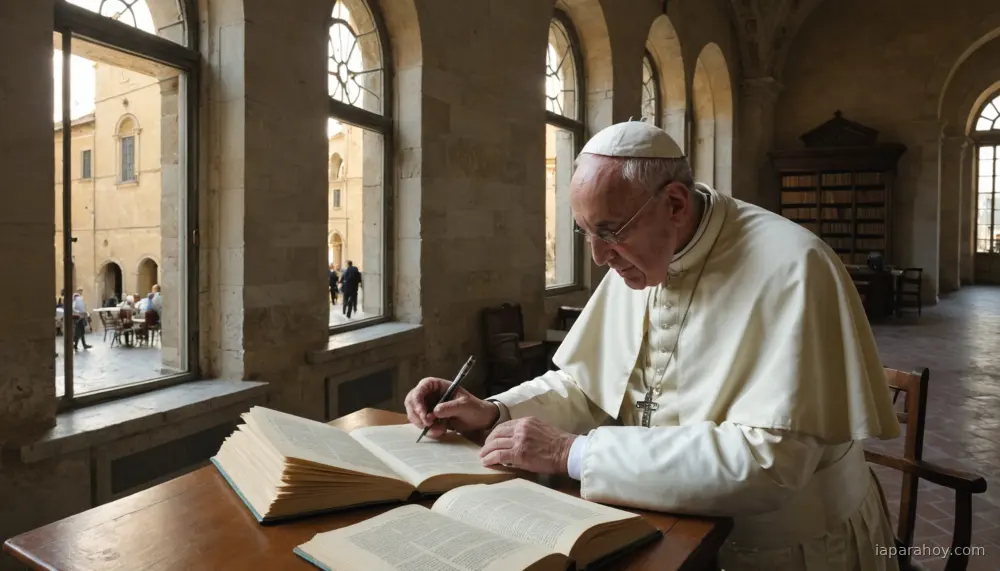 Ilustración generada con IA sobre: La Iglesia Católica critica la concentración de poder en la IA global en nueva encíclica papal