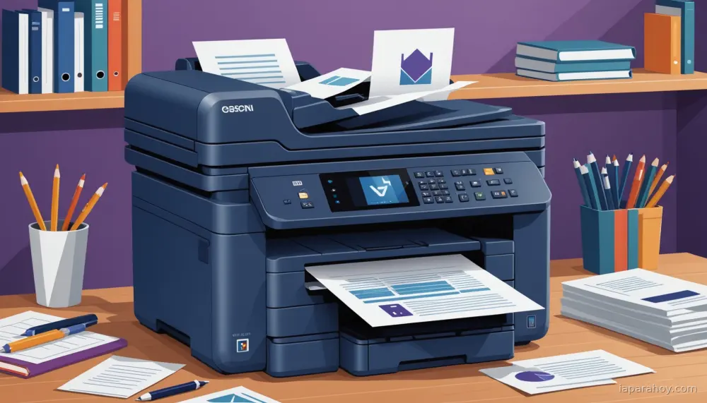 Ilustración generada con IA sobre: HP integra Copilot en impresoras para automatizar escaneo, traducción y organización de documentos
