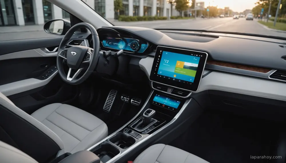 Ilustración generada con IA sobre: Volvo EX60 integra Gemini de Google como asistente de voz en vehículos eléctricos