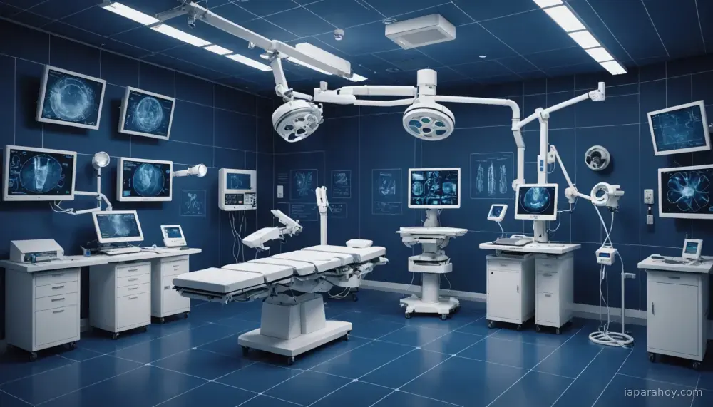 Ilustración generada con IA sobre: México inaugura quirófano híbrido inteligente con asistencia robótica en hospital público